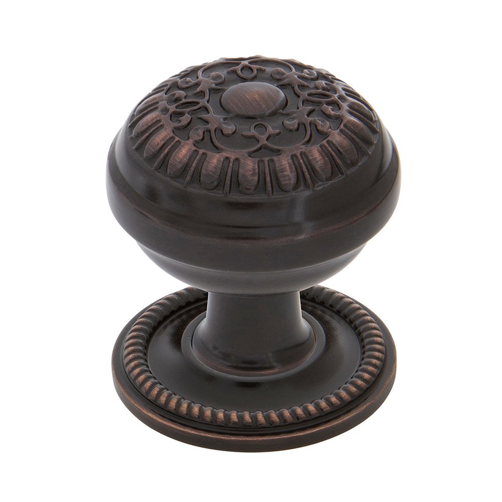 Egg And Dart Brass 1 3/8" Cabinet Knob with Rope Rose in Timeless Bronze
