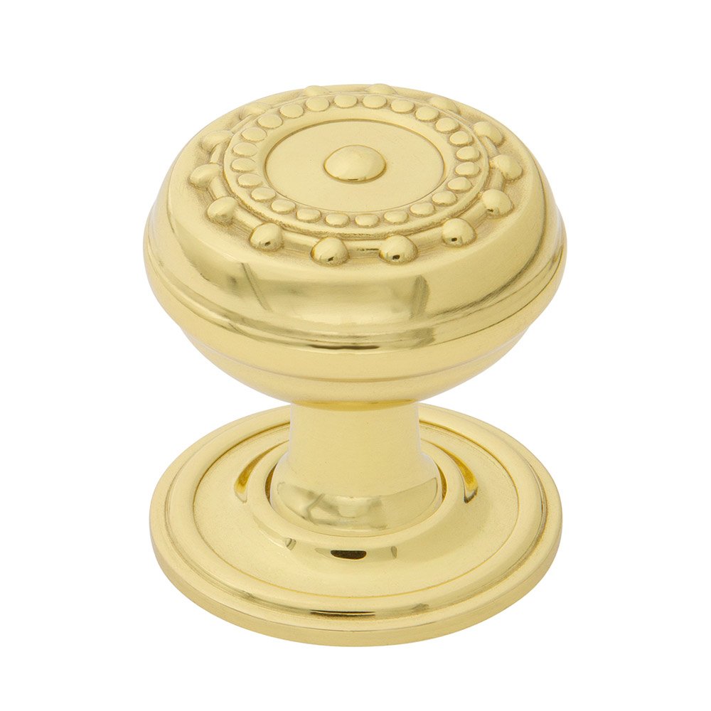 Meadows Brass 1 3/8" Cabinet Knob with Classic Rose in Unlacquered Brass