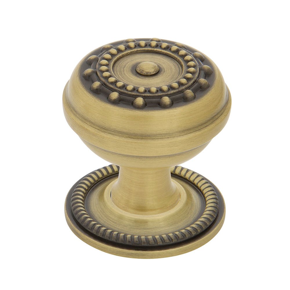 Meadows Brass 1 3/8" Cabinet Knob with Rope Rose in Antique Brass