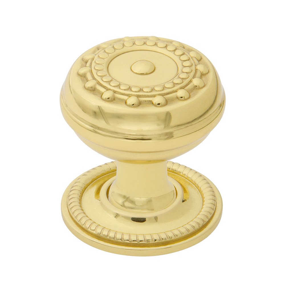 Meadows Brass 1 3/8" Cabinet Knob with Rope Rose in Unlacquered Brass
