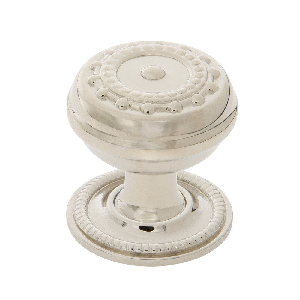 Meadows Brass 1 3/8" Cabinet Knob with Rope Rose in Polished Nickel