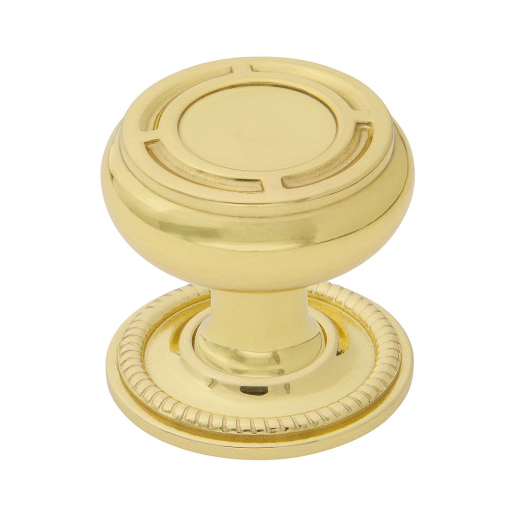 Mission Brass 1 3/8" Cabinet Knob with Rope Rose in Polished Brass