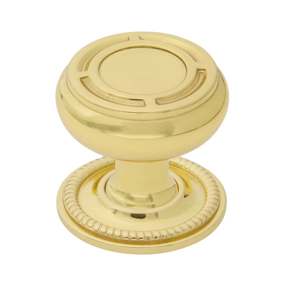 Mission Brass 1 3/8" Cabinet Knob with Rope Rose in Unlacquered Brass
