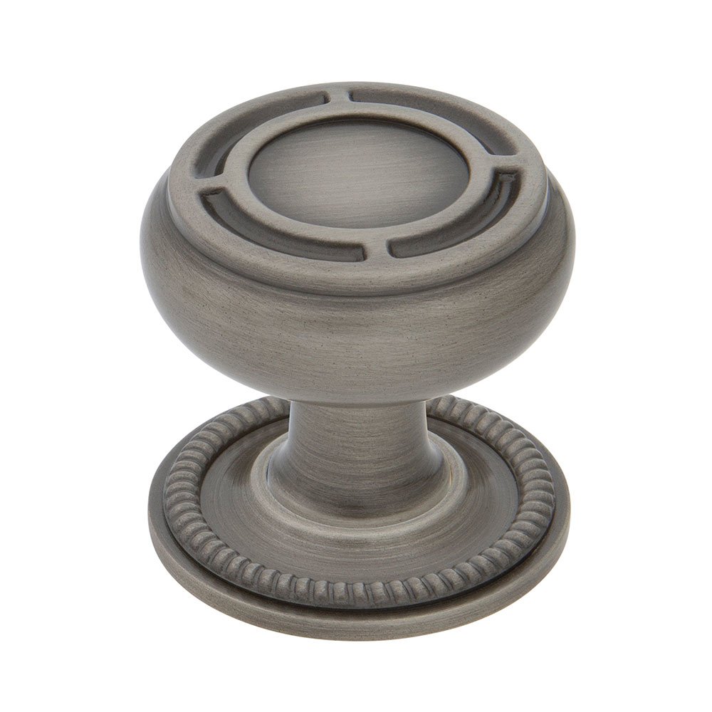 Mission Brass 1 3/8" Cabinet Knob with Rope Rose in Antique Pewter