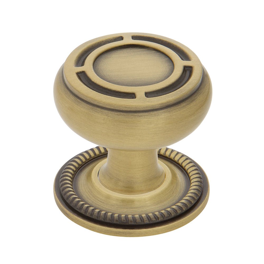 Mission Brass 1 3/8" Cabinet Knob with Rope Rose in Antique Brass
