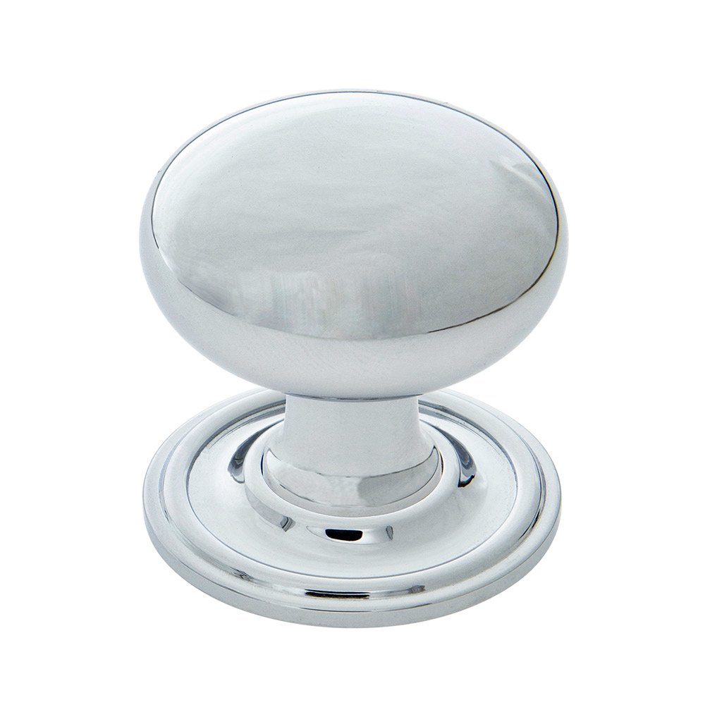New York Brass 1 3/8" Cabinet Knob with Classic Rose in Bright Chrome