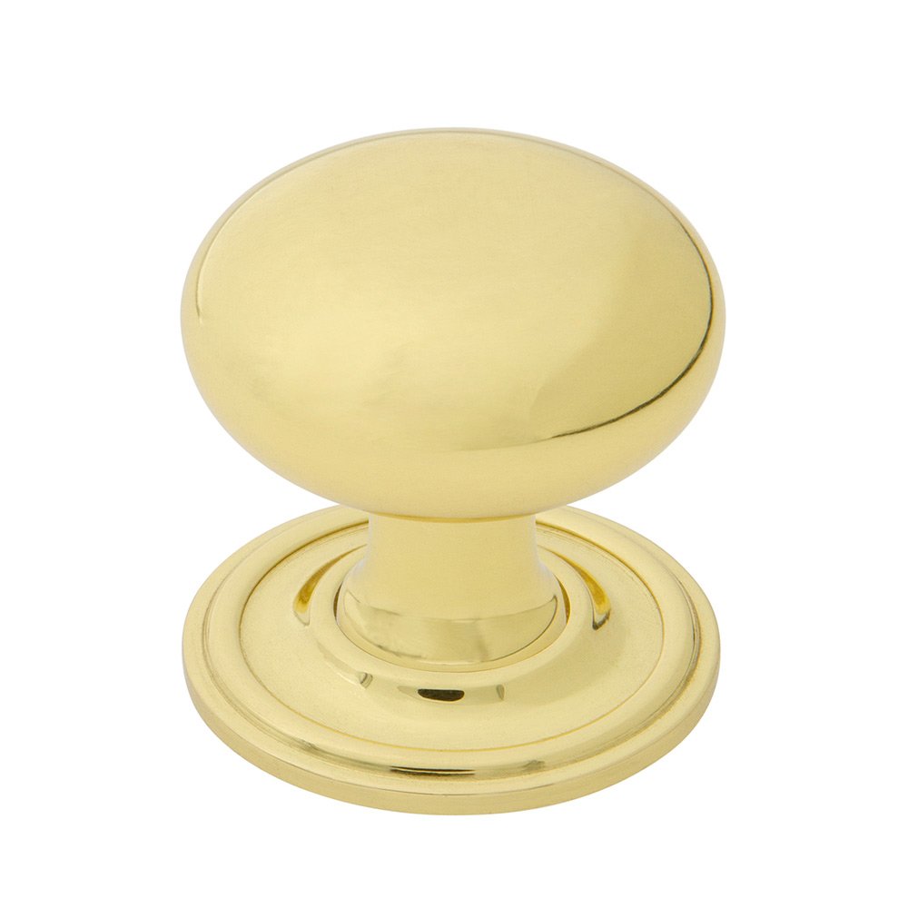 New York Brass 1 3/8" Cabinet Knob with Classic Rose in Unlacquered Brass