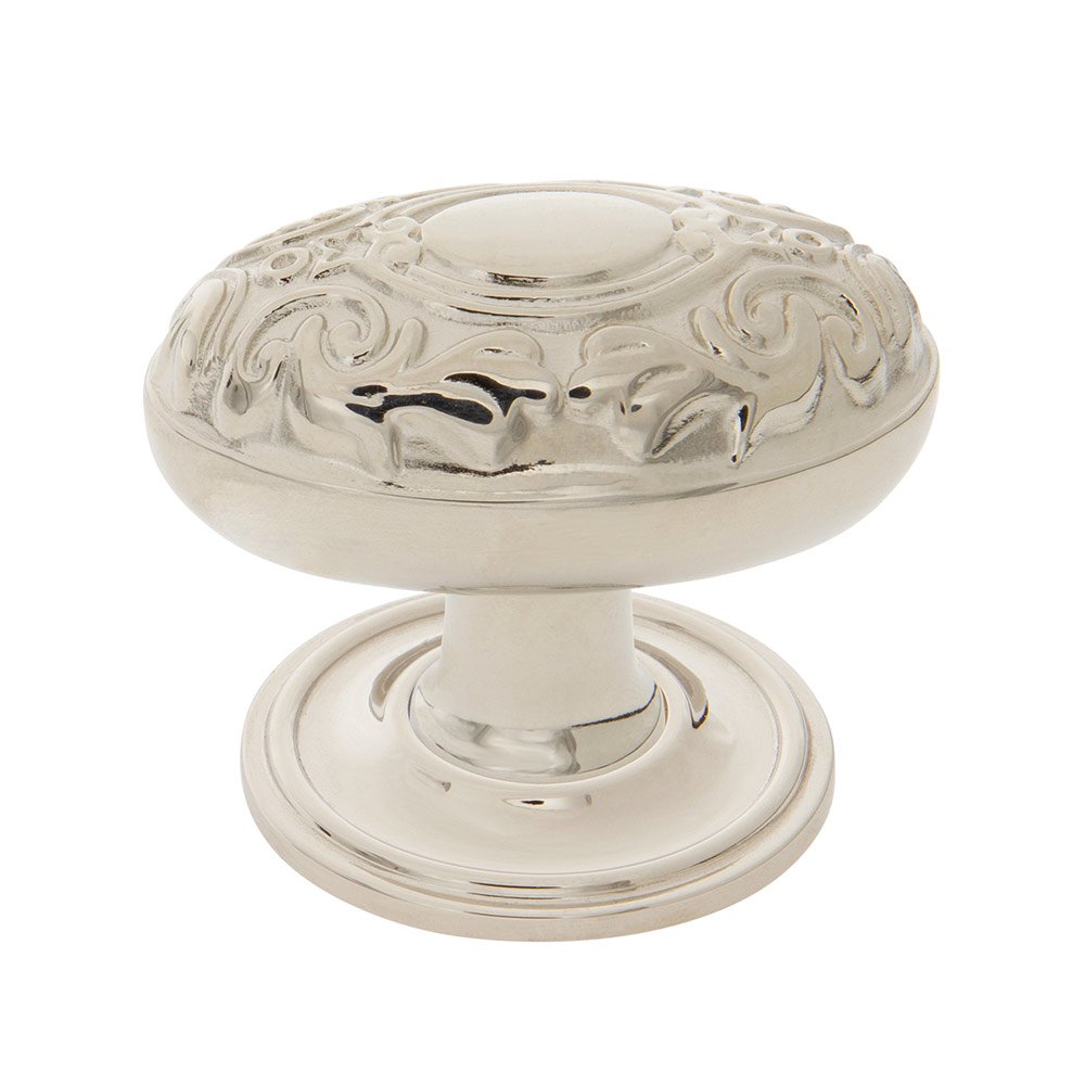 Victorian Brass 1 3/4" Cabinet Knob with Classic Rose in Polished Nickel