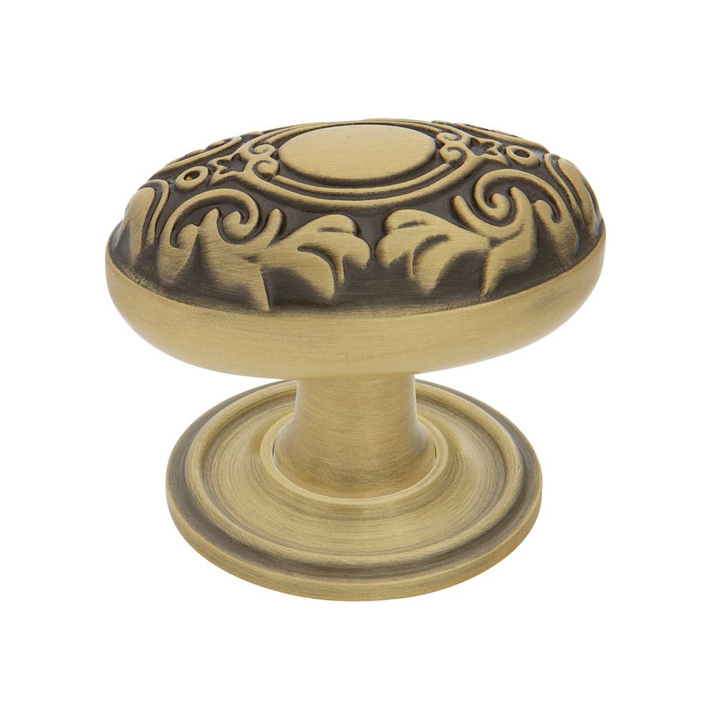 Victorian Brass 1 3/4" Cabinet Knob with Classic Rose in Antique Brass