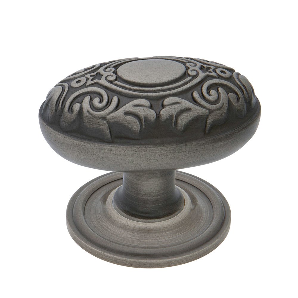 Victorian Brass 1 3/4" Cabinet Knob with Classic Rose in Antique Pewter