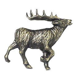 Walking Elk Knob Facing Right in Antique Brass