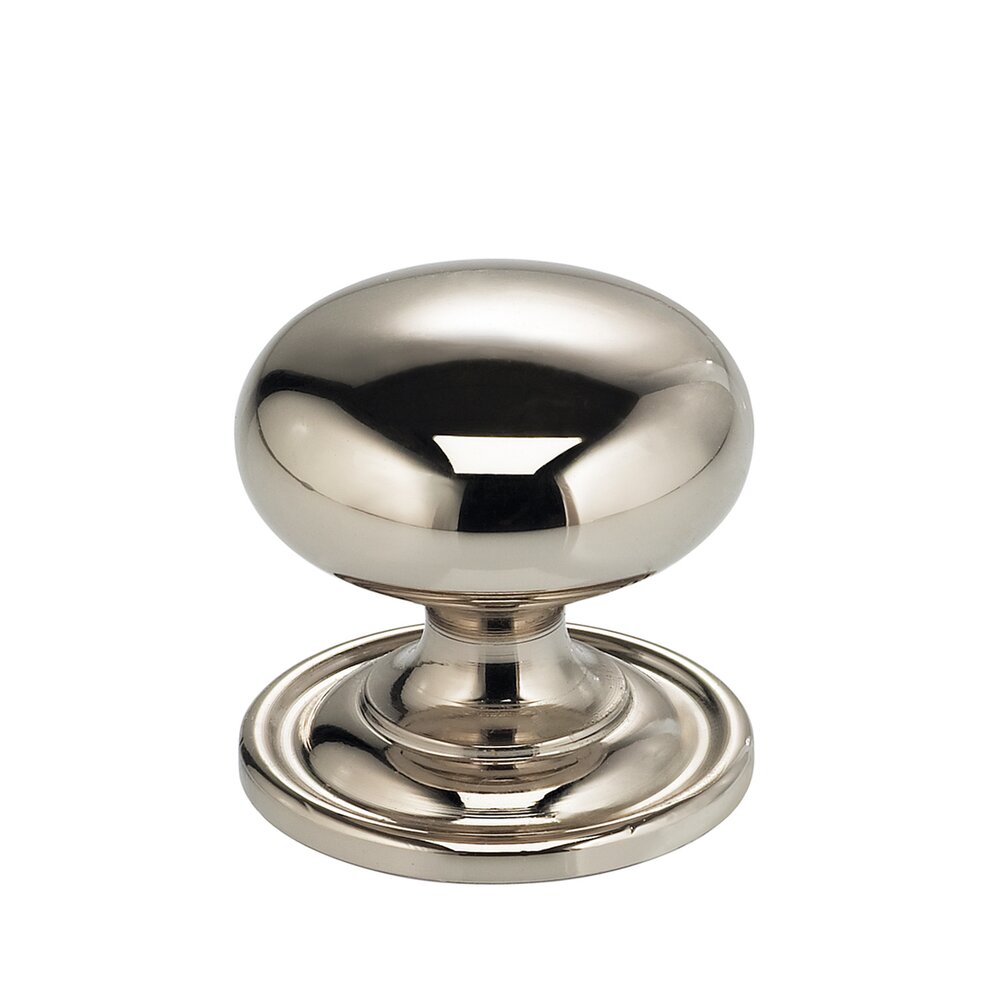 1" Classic Knob with Attached Back Plate in Polished Polished Nickel Lacquered