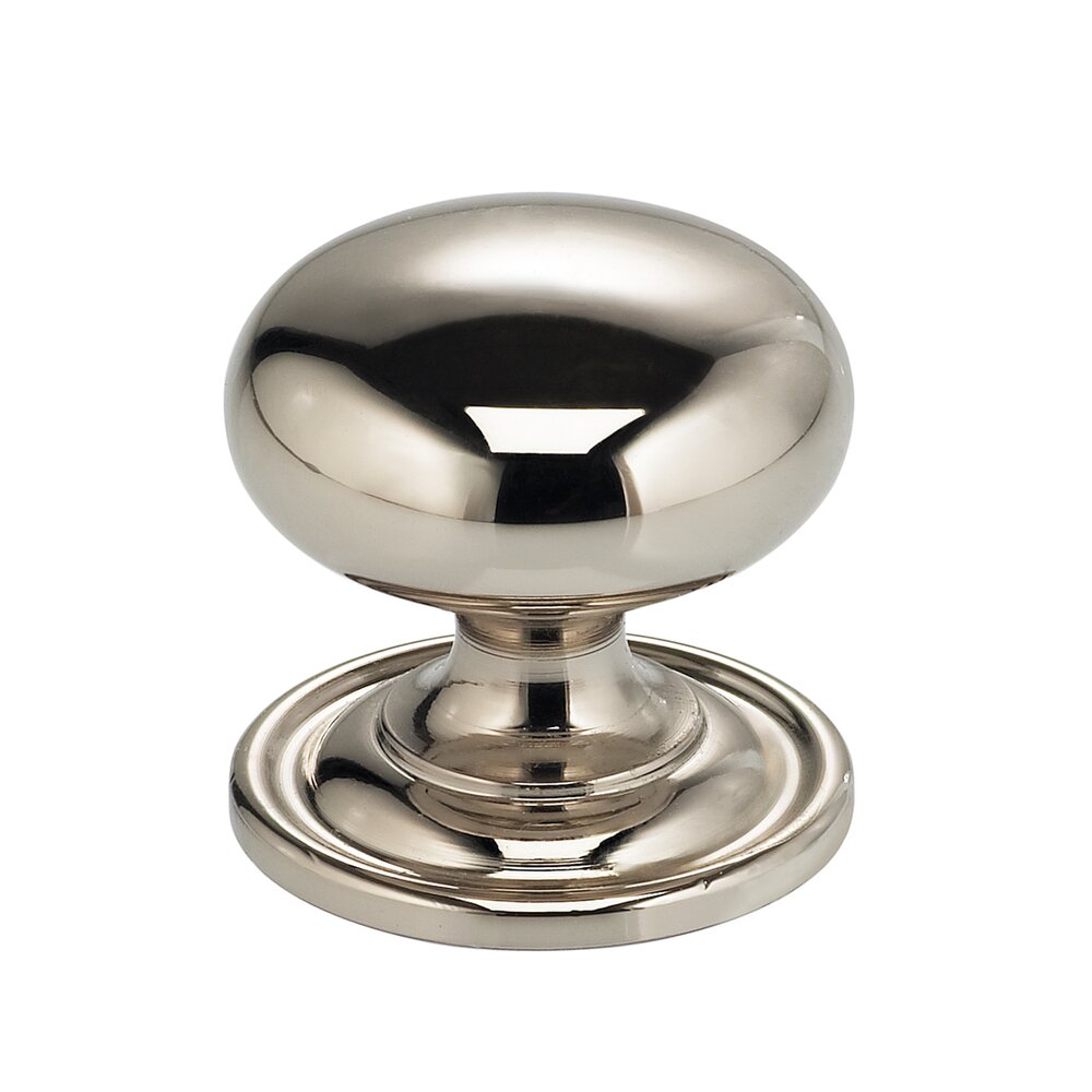 1 9/16" Classic Knob with Attached Back Plate in Polished Polished Nickel Lacquered