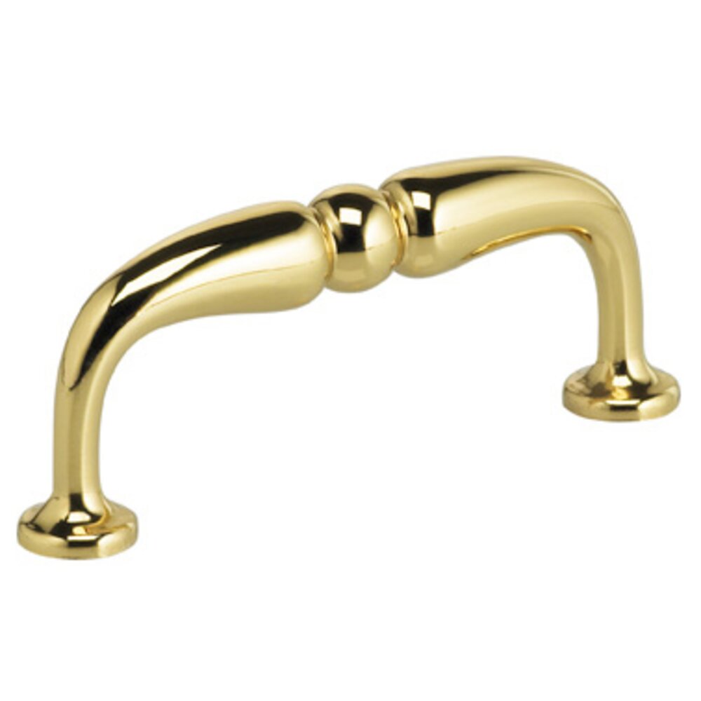 3" Center Beaded Pull in Polished Brass Lacquered