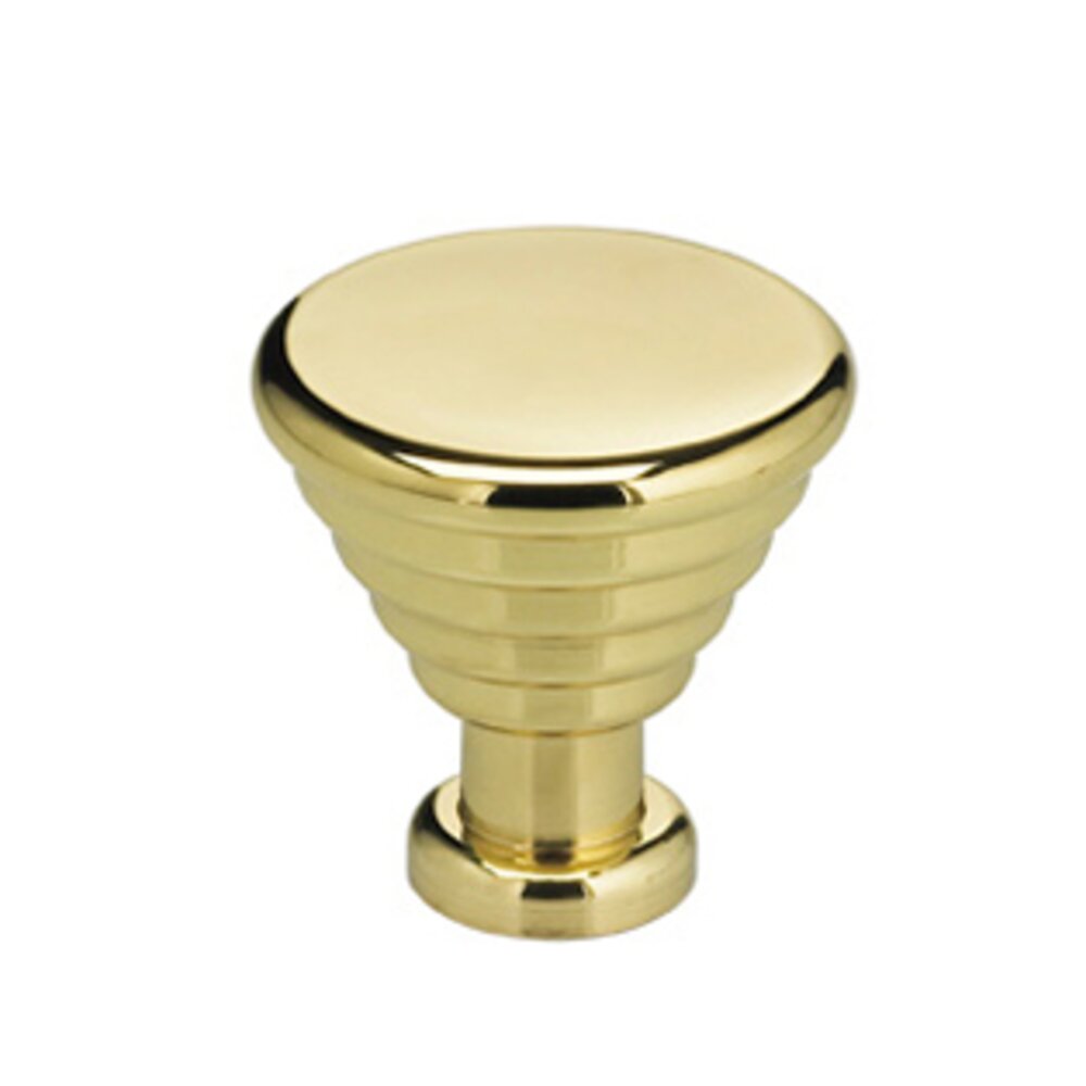 1 3/16" Banded Deco Knob in Polished Brass Lacquered