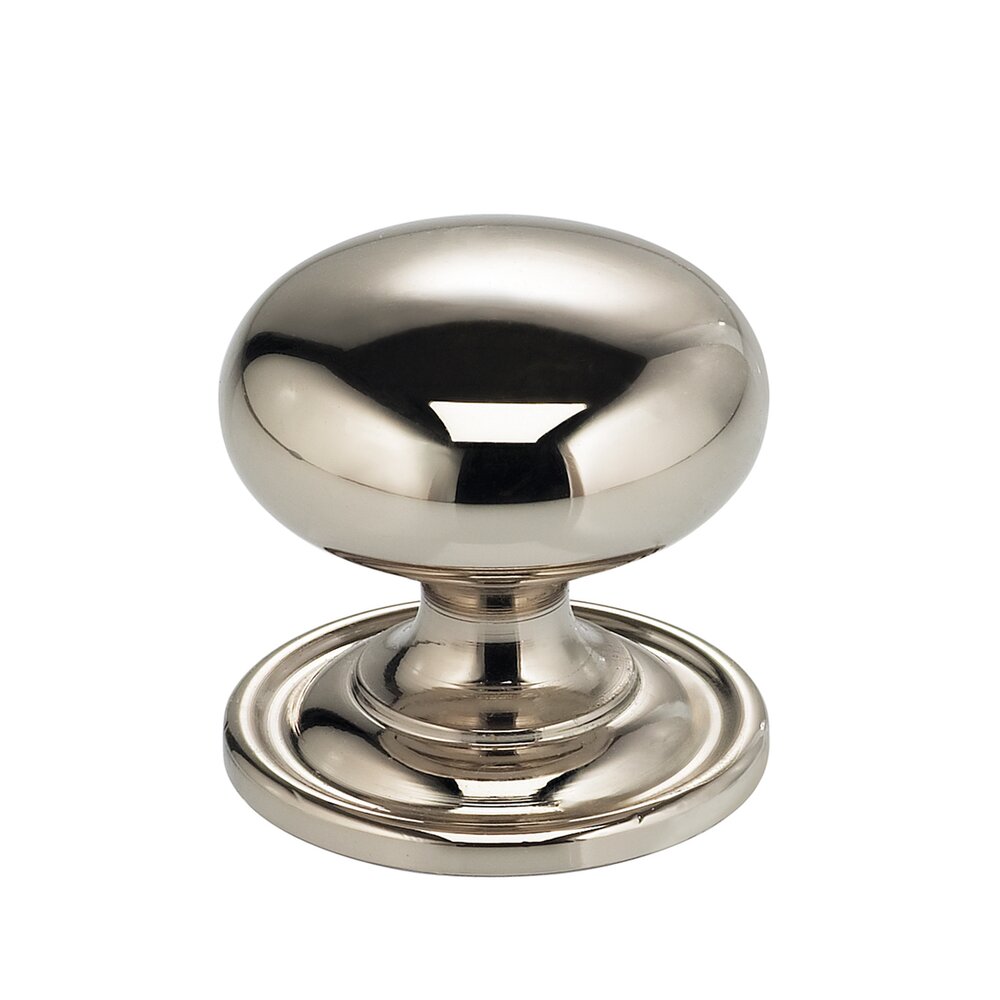 1 3/16" Classic Knob with Attached Back Plate in Polished Polished Nickel Lacquered