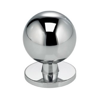 1 3/16" Round Knob with Back Plate in Polished Chrome