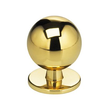 1 3/8" Round Knob with Back Plate in Polished Brass Lacquered