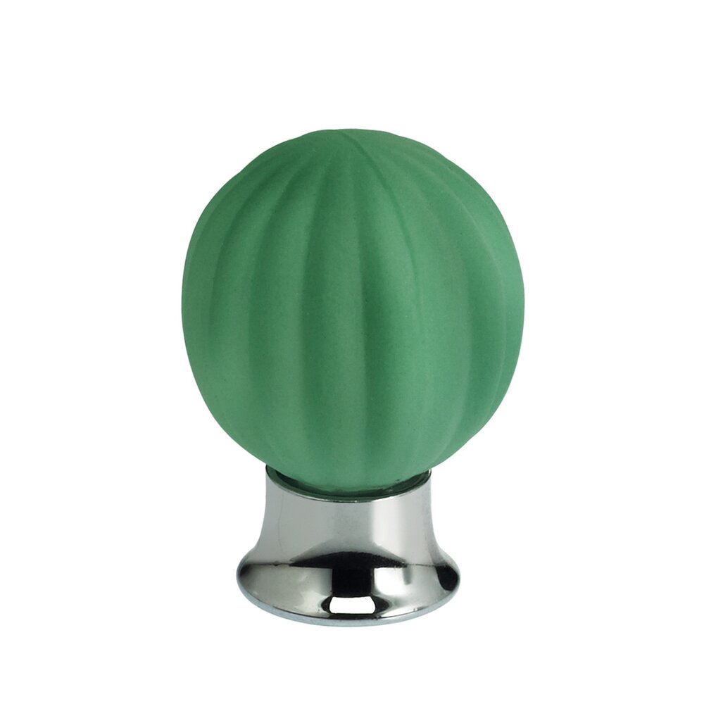 25mm Frosted Jade Colored Glass Globe Knob with Polished Chrome Base