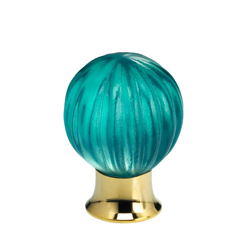25mm Clear Jade Colored Glass Globe Knob with Polished Brass Base