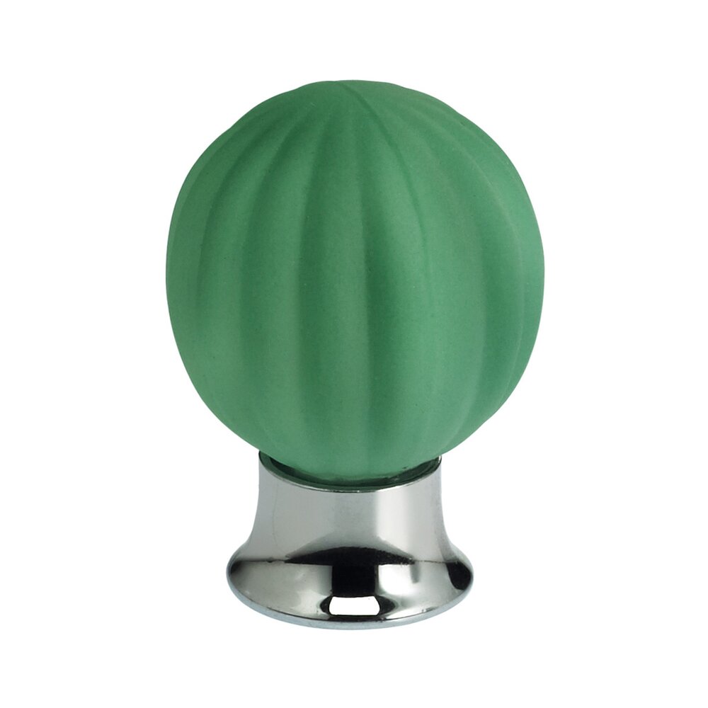 30mm Frosted Jade Colored Glass Globe Knob with Polished Chrome Base