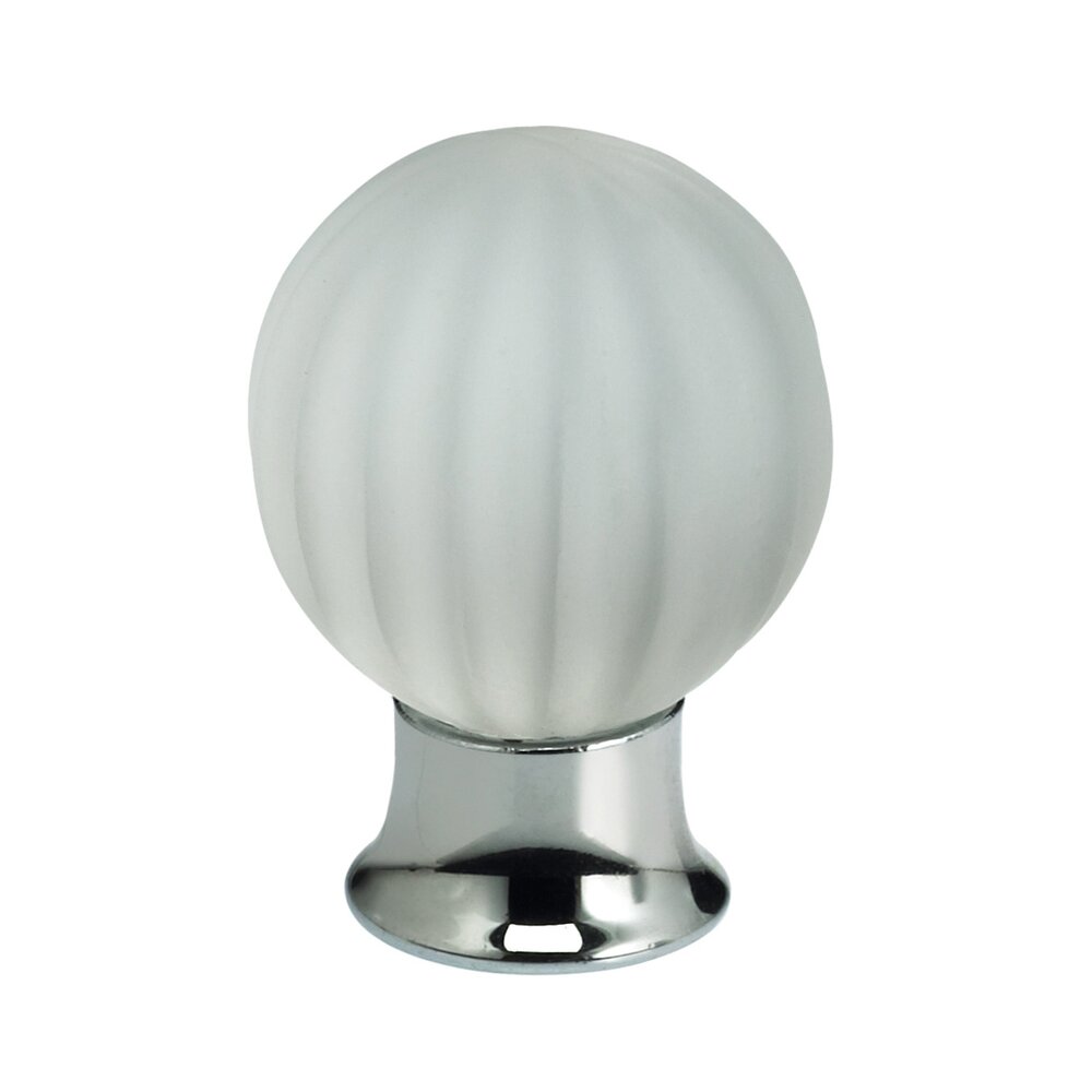 30mm Frosted Glass Globe Knob with Polished Chrome Base