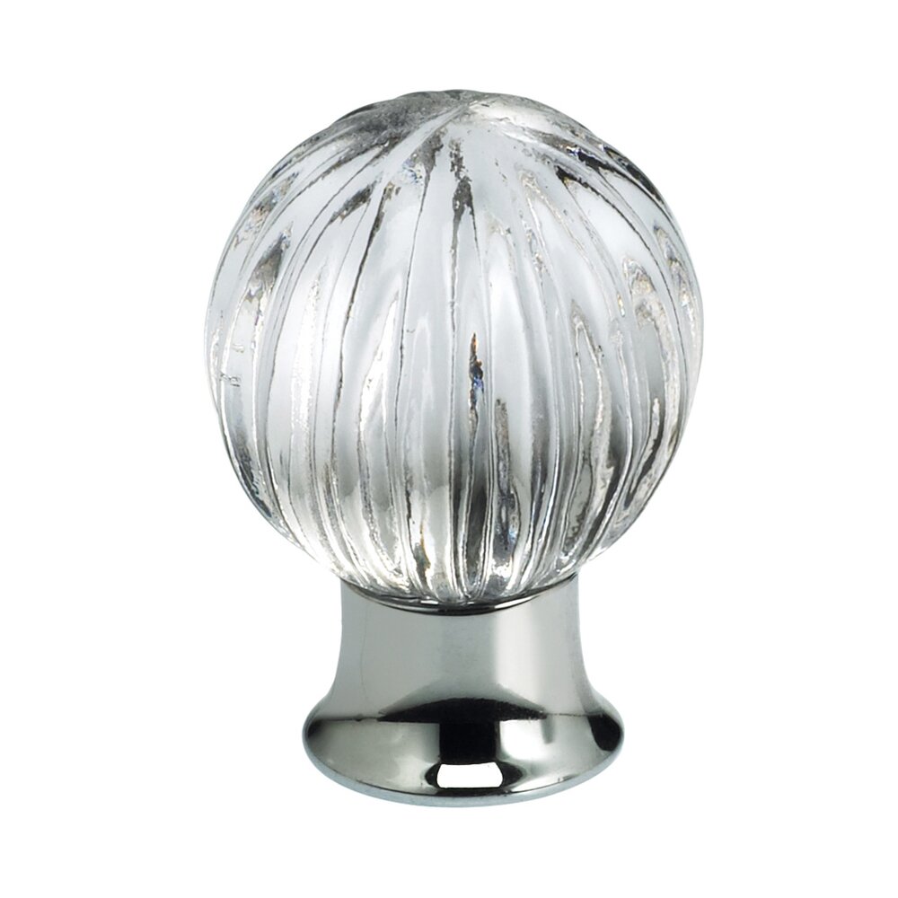 30mm Clear Glass Globe Knob with Polished Chrome Base