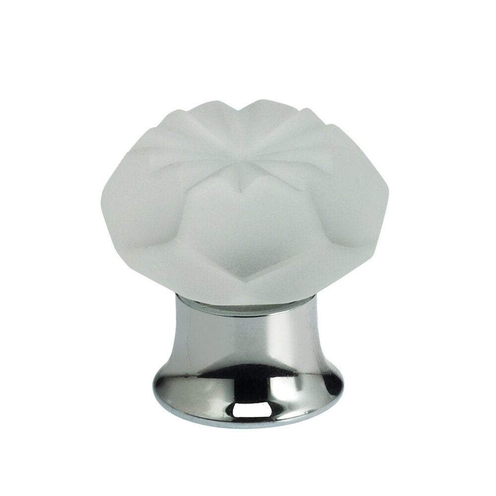 30mm Frosted Crystal Knob with Polished Chrome Base
