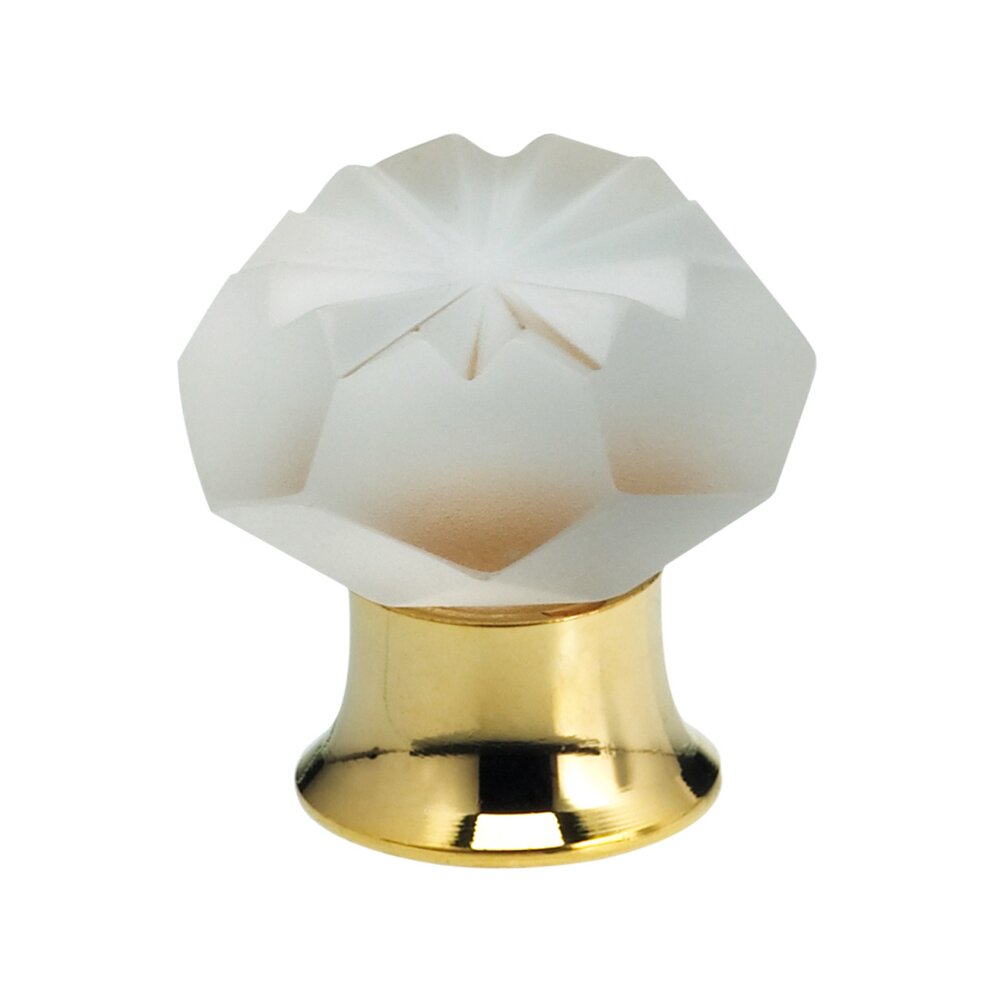40mm Frosted Crystal Knob with Polished Brass Base