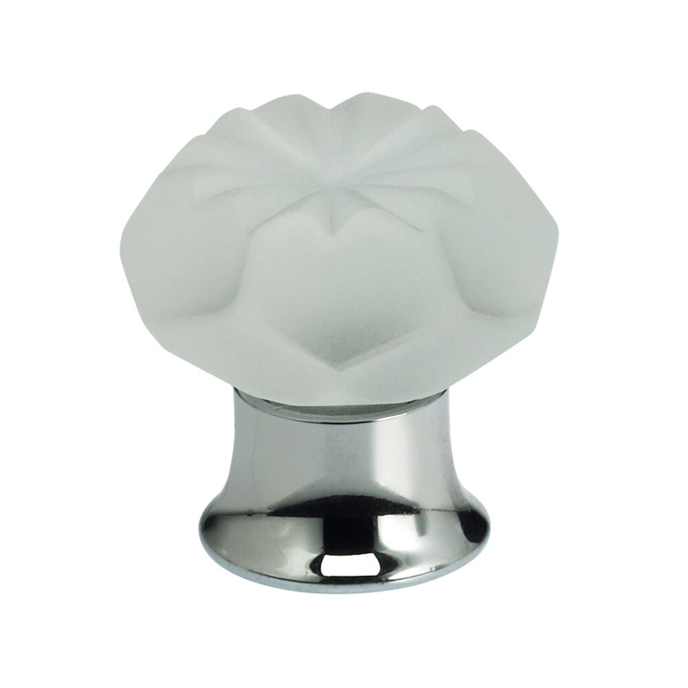 40mm Frosted Crystal Knob with Polished Chrome Base