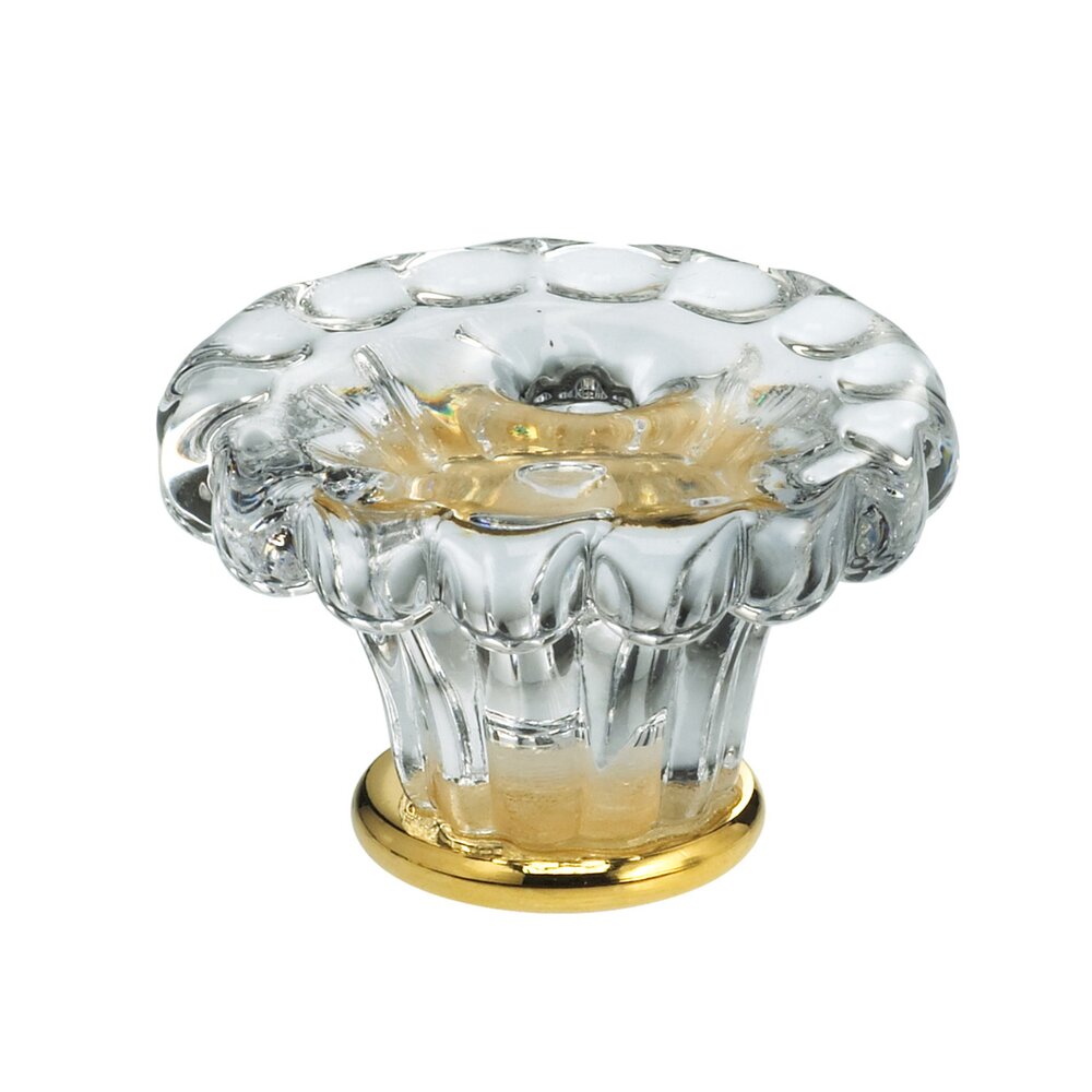 45mm Clear Glass Fountain Knob with Polished Brass Base
