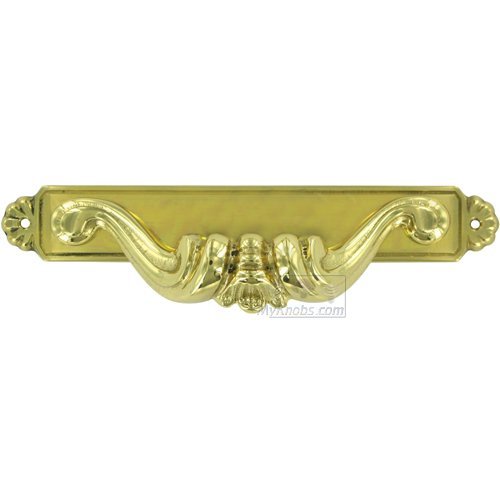 7 3/4" Center Oversized Pull with Backplates in Polished Brass Lacquered