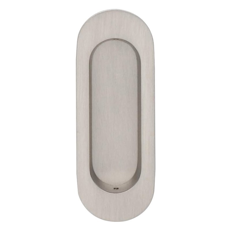 4 3/8" (111mm) Oval Modern Recessed Pull in Satin Nickel Lacquered