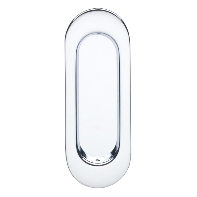 4 3/8" (111mm) Oval Modern Recessed Pull in Polished Chrome