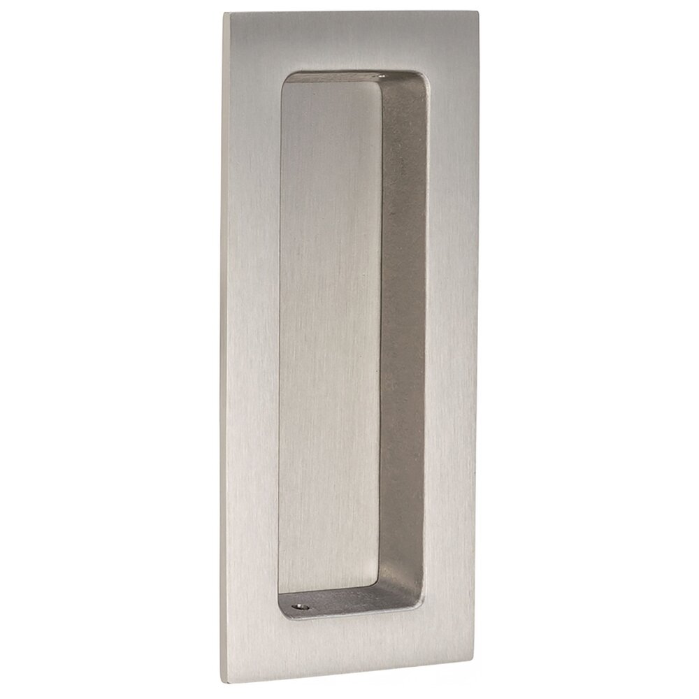 4" (102mm) Rectangular Modern Recessed Pull in Satin Nickel Lacquered