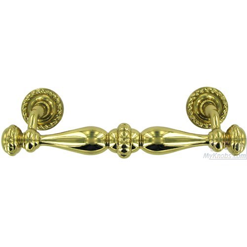 8 1/4" Center Oversized Roped Pull in Polished Brass Lacquered
