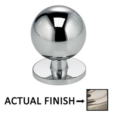 1 3/16" Round Knob with Back Plate in Polished Polished Nickel Lacquered