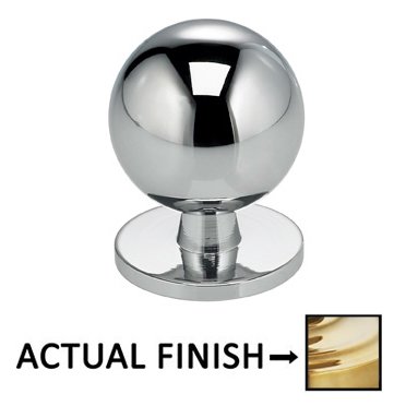 1 3/16" Round Knob with Back Plate in Polished Brass Unlacquered