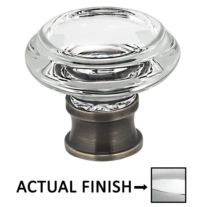 1 5/16" Diameter Traditional Glass Knob in Polished Chrome