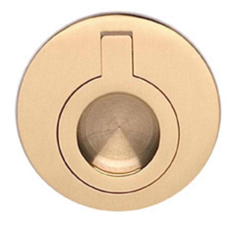 2" (51mm) Round Flush Ring Pull in Polished Brass Lacquered
