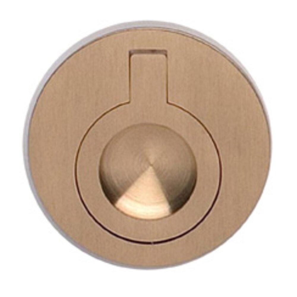 2" (51mm) Round Flush Ring Pull in Satin Brass Lacquered