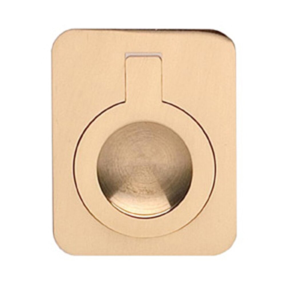 2" (51mm) Rectangular Flush Ring Pull in Polished Brass Lacquered