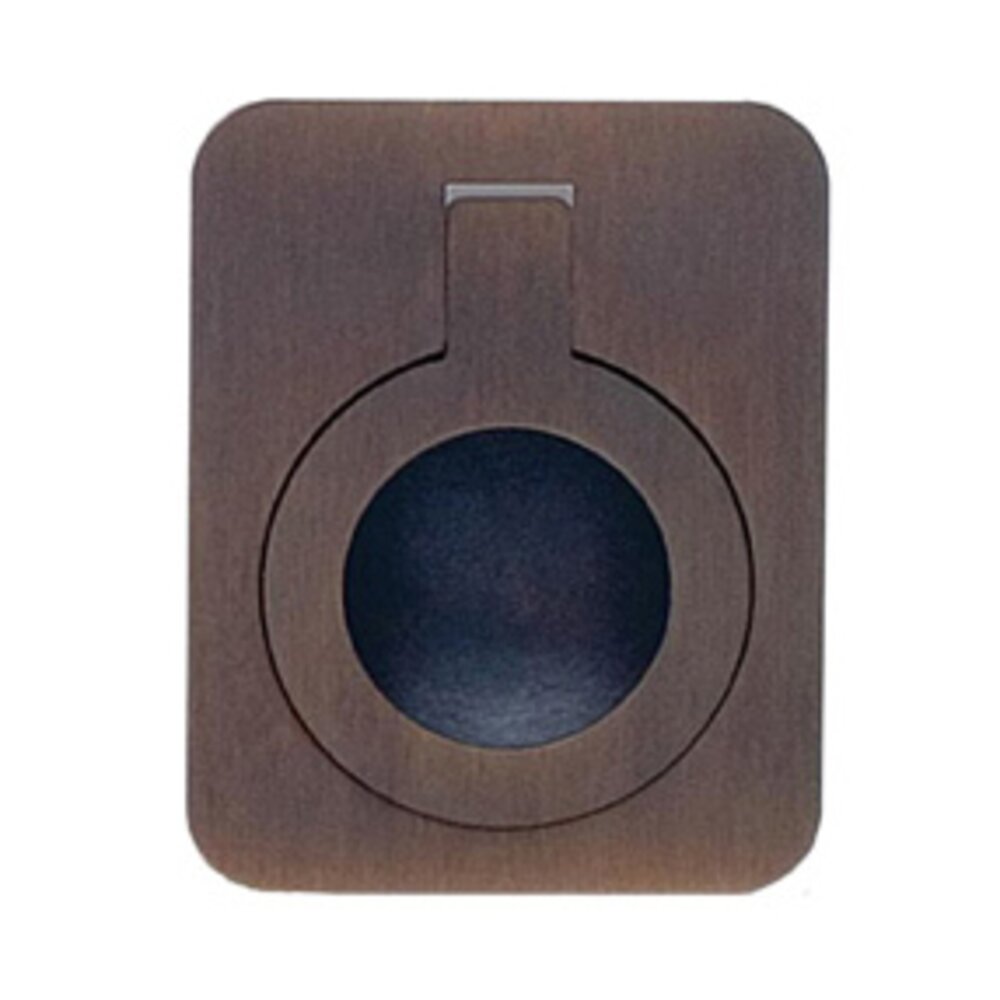2" (51mm) Rectangular Flush Ring Pull in Shaded Bronze Lacquered