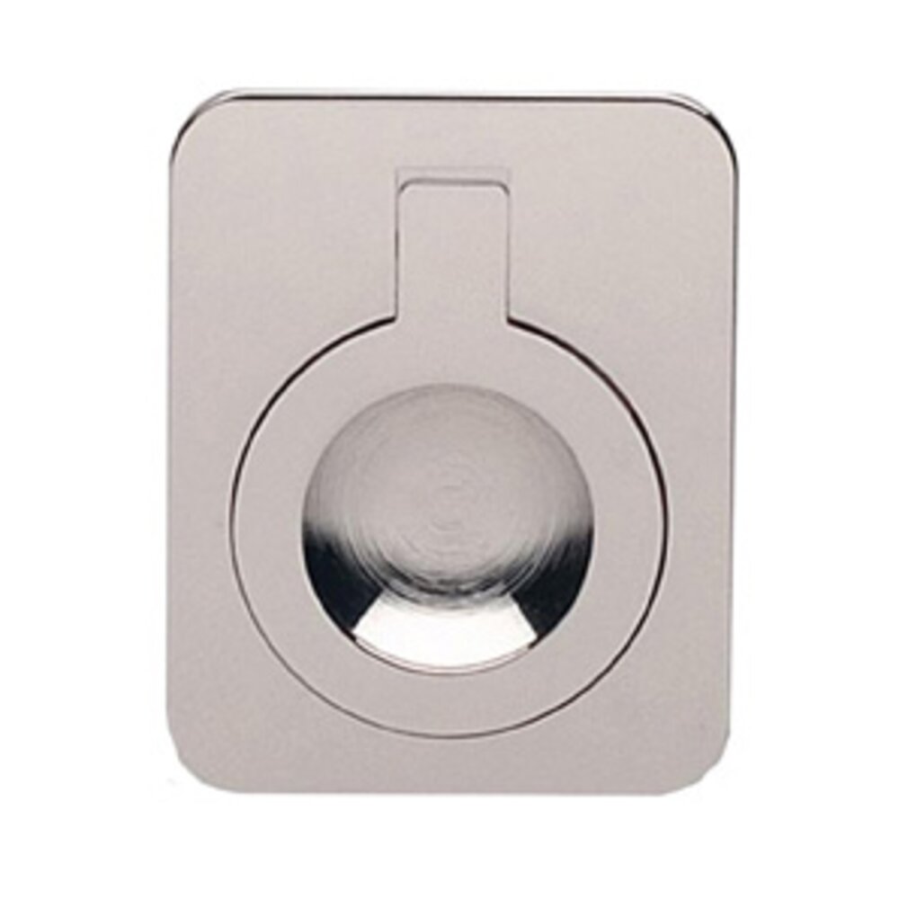 2 3/8" (60mm) Rectangular Flush Ring Pull in Polished Polished Nickel Lacquered