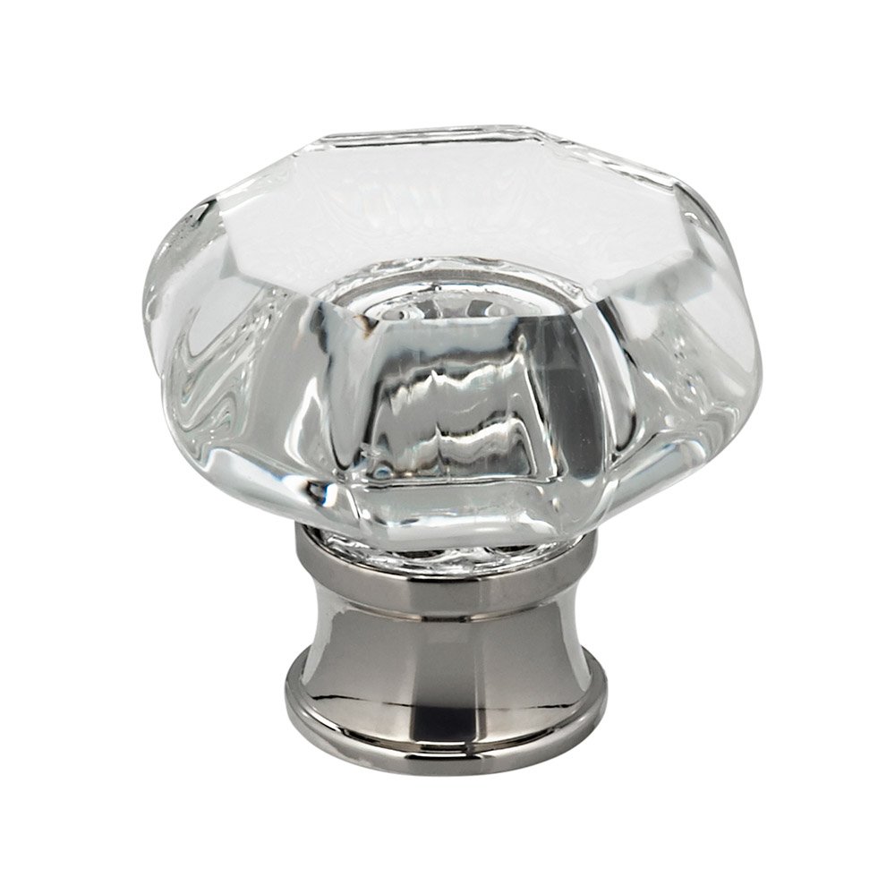 1 1/4" Diameter Classic Glass Knob in Polished Polished Nickel Lacquered
