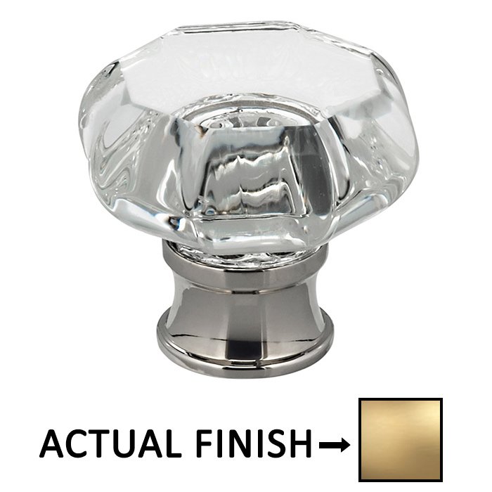 1 1/4" Diameter Classic Glass Knob in Satin Brass Lacquered