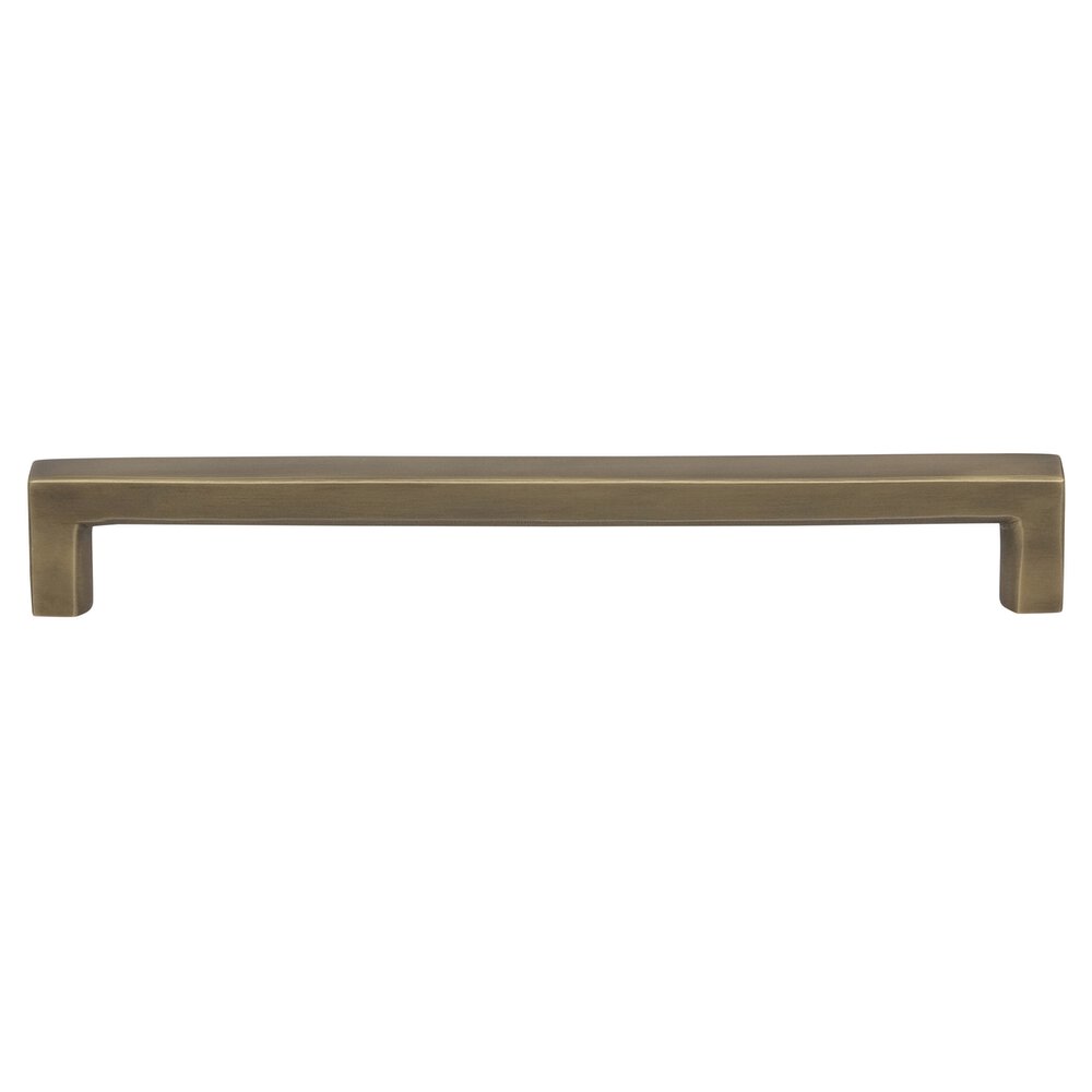 10" Centers Square Rounded Cabinet Pull in Antique Brass Lacquered