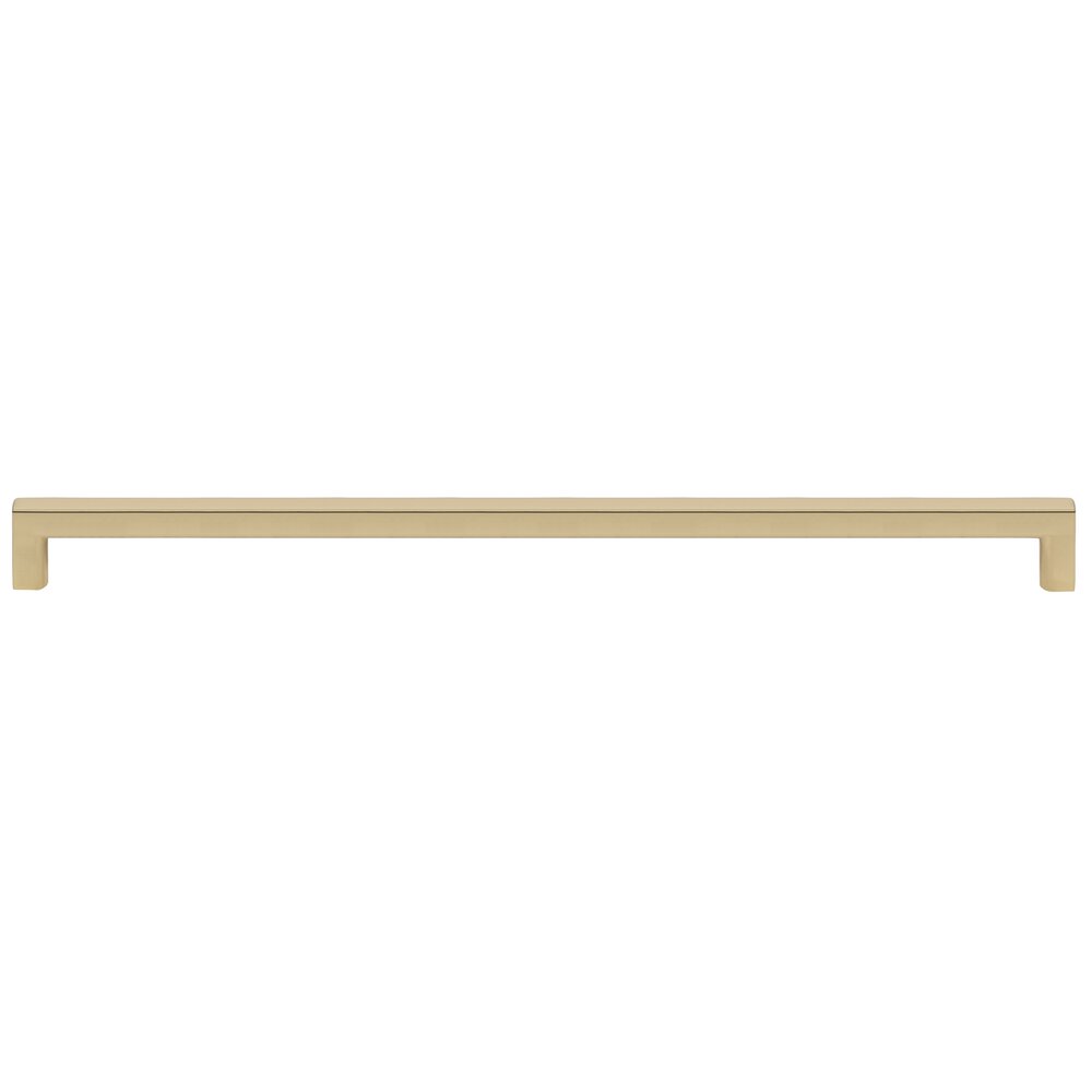 18" Centers Square Rounded Cabinet Pull in Polished Brass Unlacquered