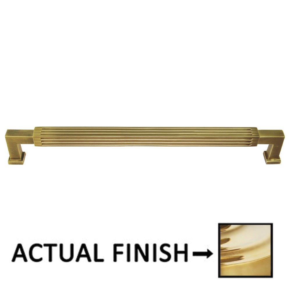 8" Centers Reeded Pull In Polished Brass Unlacquered