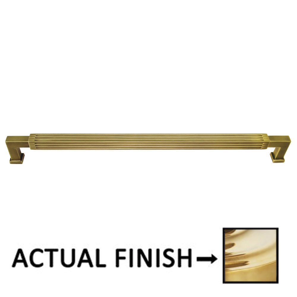 10" Centers Reeded Pull In Polished Brass Unlacquered